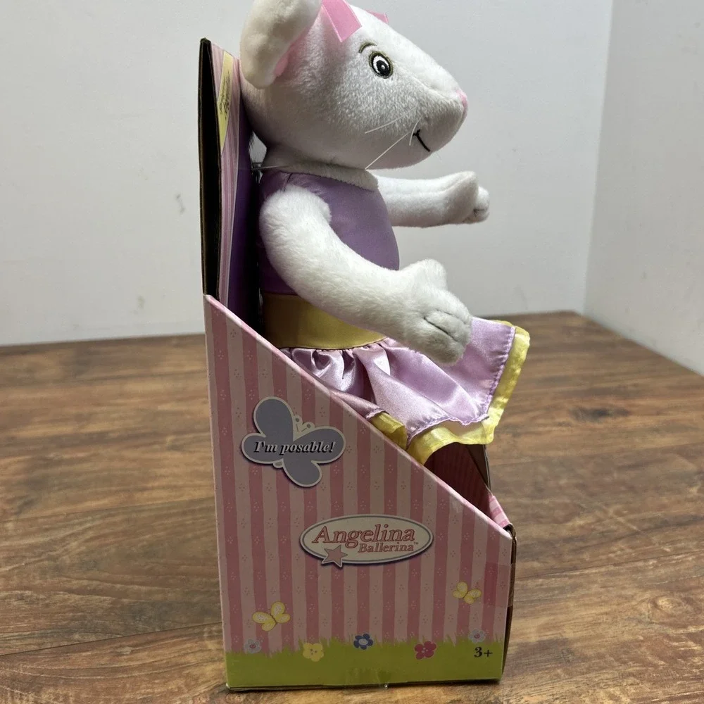 Vtg Springtime Angelina Ballerina Plush Purple Dress Flower Poseable DVD NEW HTF